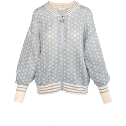 Logo Short Cardigan Blå