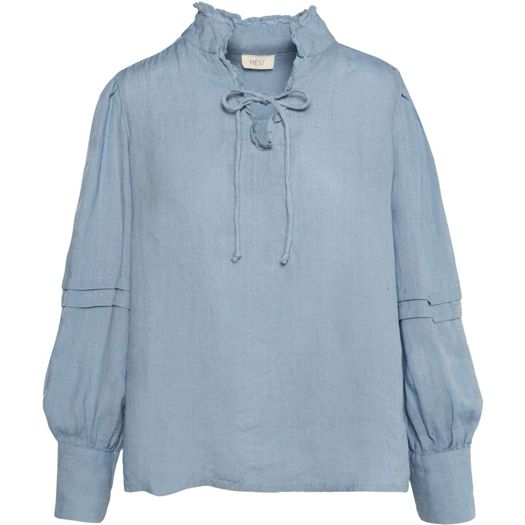 SARI Linen Blouse Blå