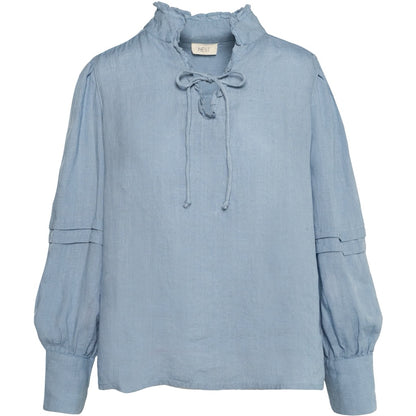 SARI Linen Blouse Blå