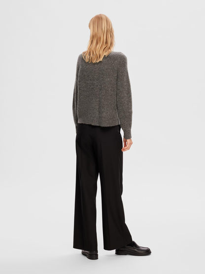 Slflulu Ls Knit Short Cardigan Noos Mellomgrå