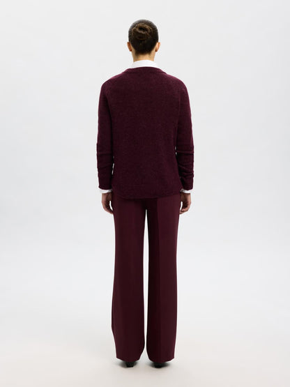 Slflulu Ls Knit O-Neck Noos Mørkelilla