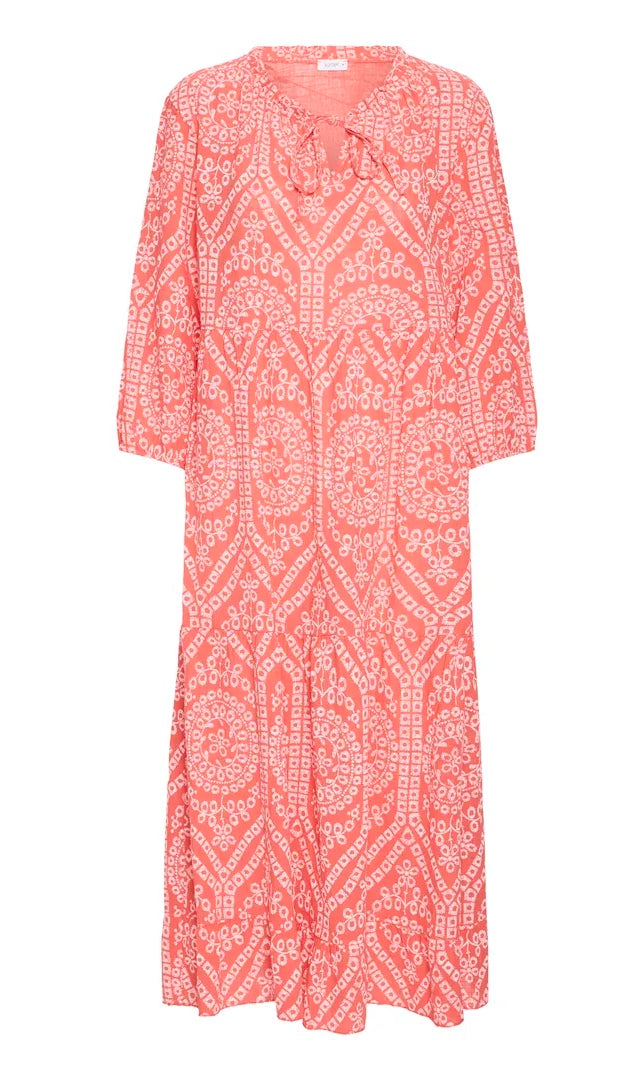 SBALEXA LACE LONG DRESS Coral