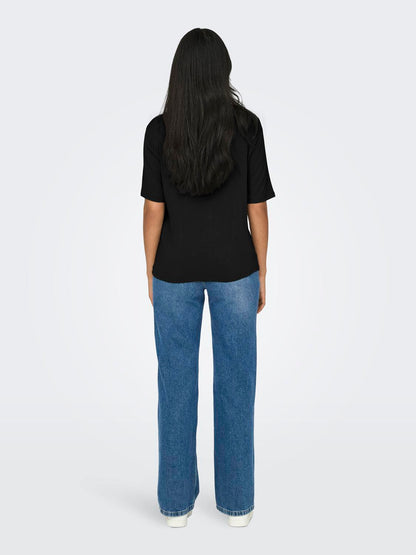 JDYMILA S/S O-NECK TOP JRS Sort