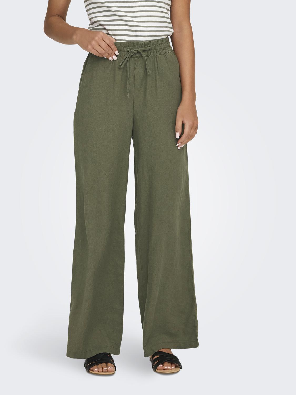 JDYSAY HW LINEN WIDE PANT WVN NOOS Mellomgrønn