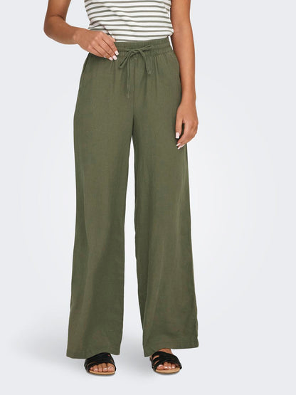 JDYSAY HW LINEN WIDE PANT WVN NOOS Mellomgrønn