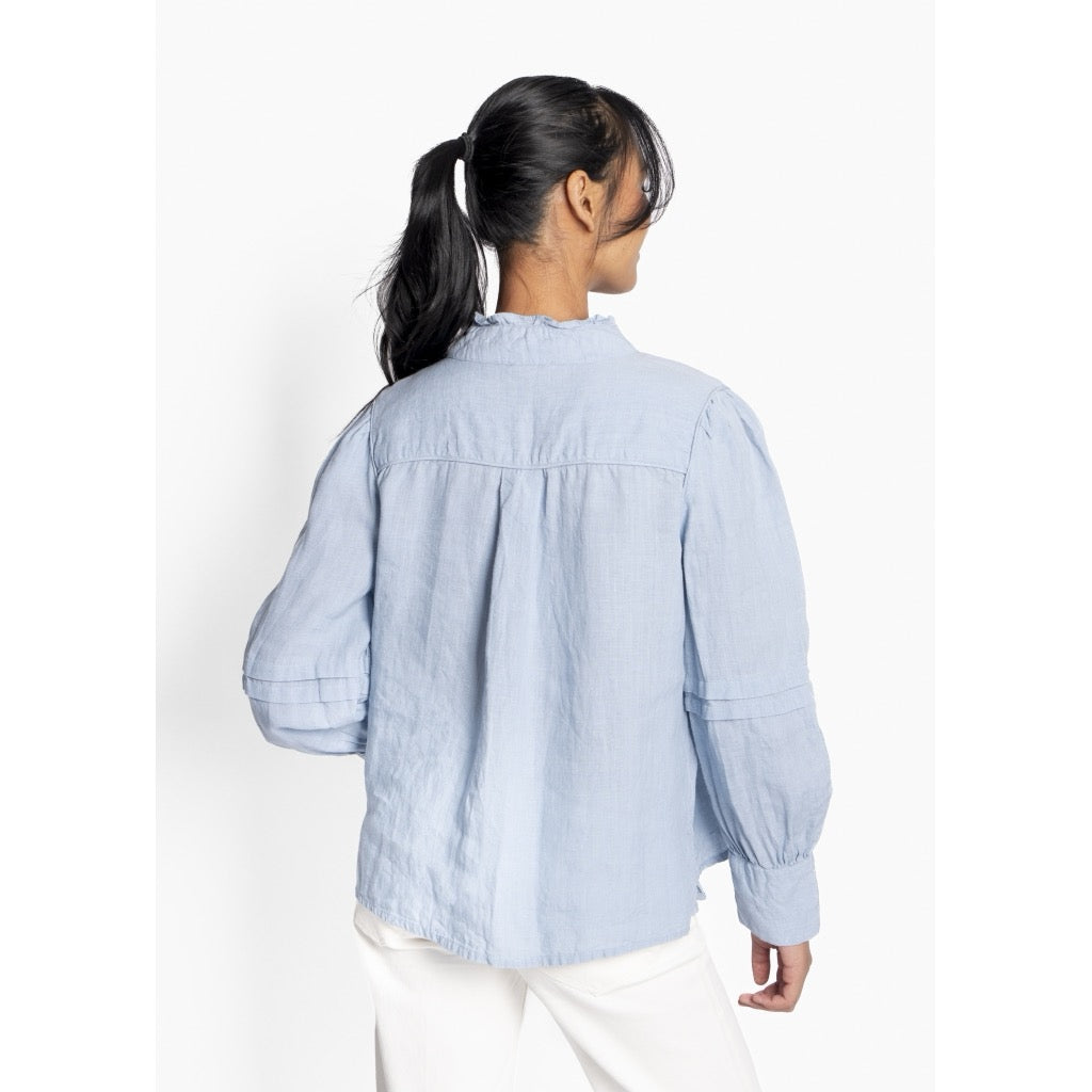 SARI Linen Blouse Blå