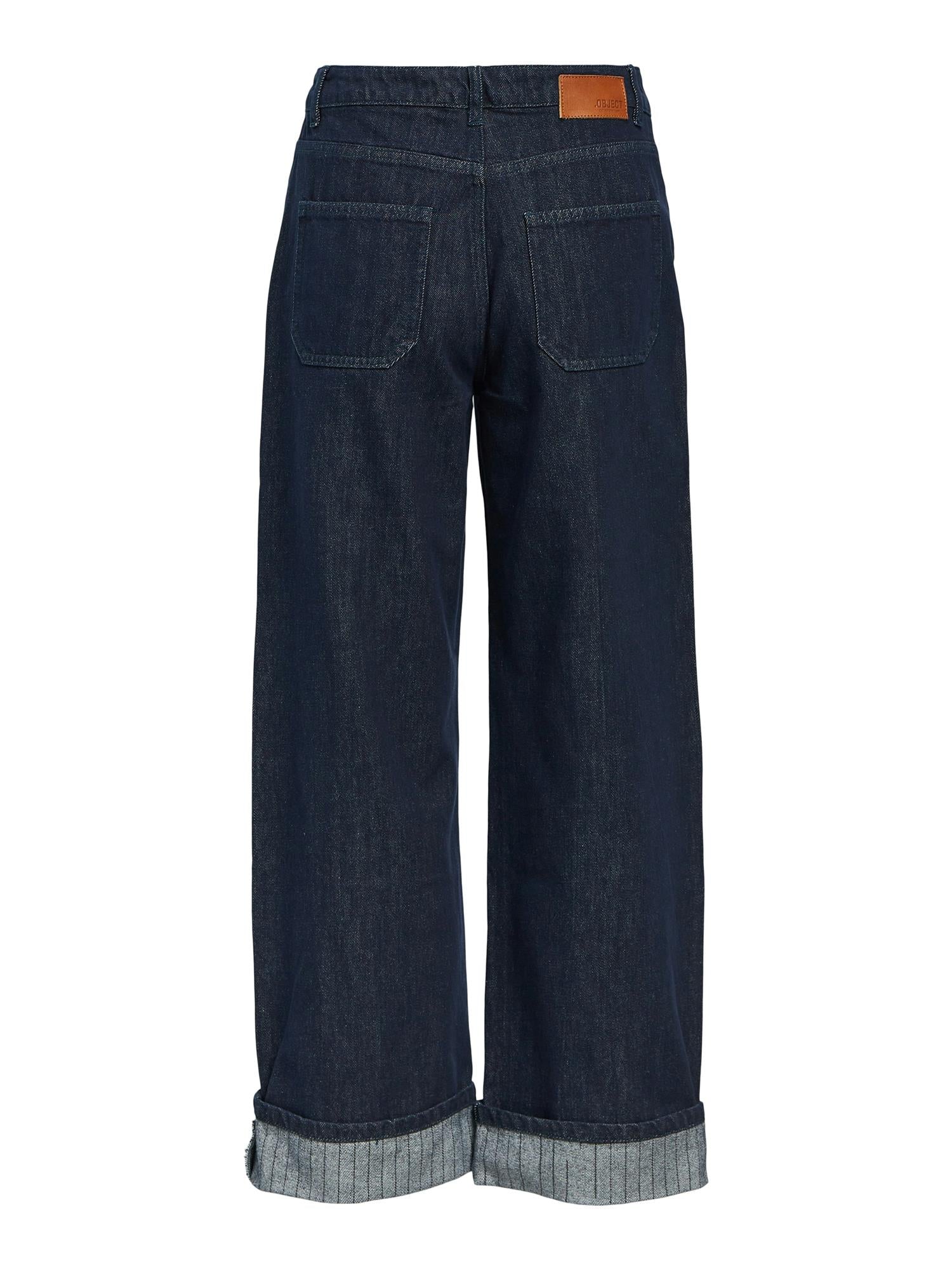 OBJSAVA CRYSTAL MW WIDE ANKLE JEANS 136 Dark Blue Denim