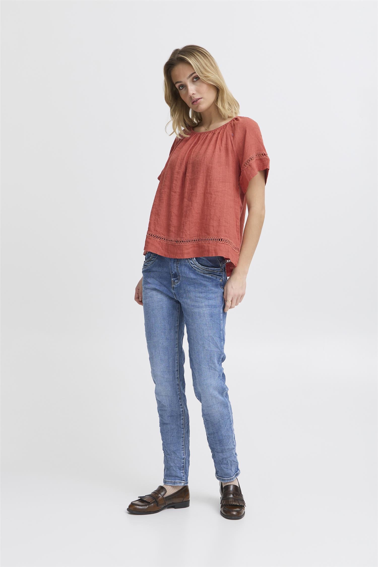 SBFONTANELLE SS BLOUSE Redwood