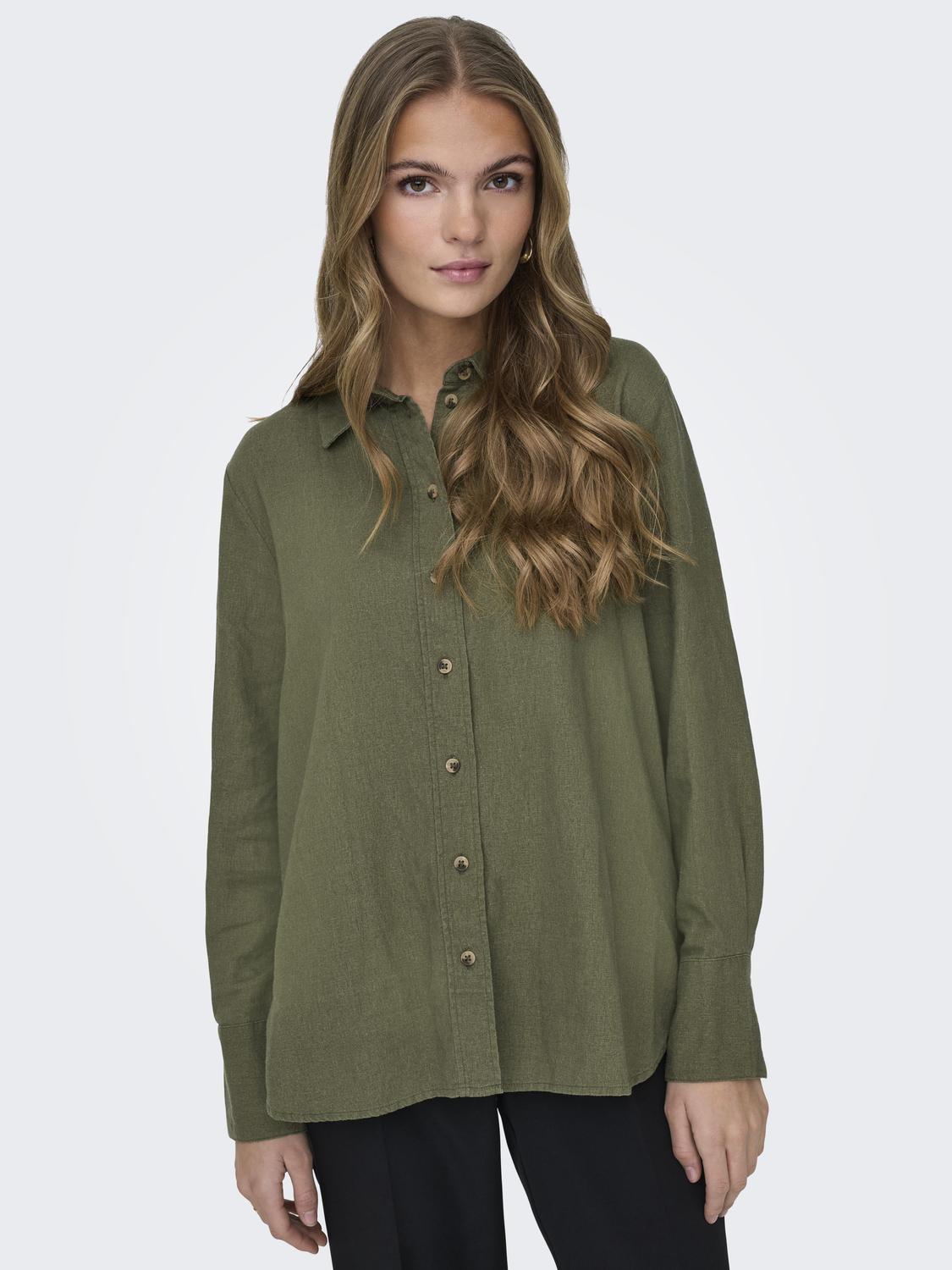 JDYSAY L/S LINEN LOOSE SHIRT WVN NOOS Mellomgrønn