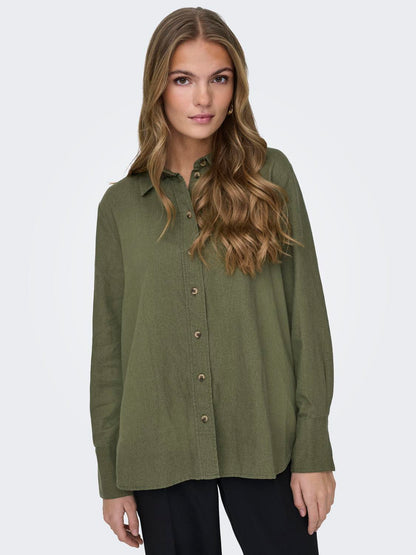 JDYSAY L/S LINEN LOOSE SHIRT WVN NOOS Mellomgrønn