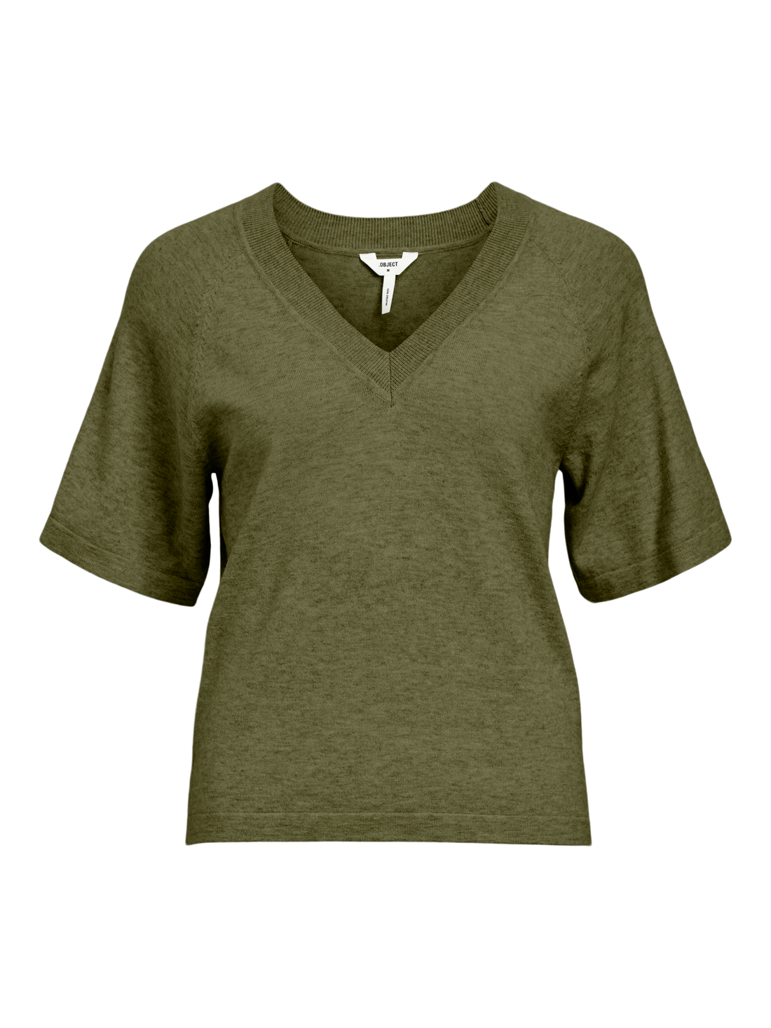 OBJTHESS 2/4 LO V-NECK KNIT TOP NOOS Mørkegrønn