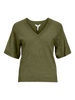 OBJTHESS 2/4 LO V-NECK KNIT TOP NOOS Mørkegrønn