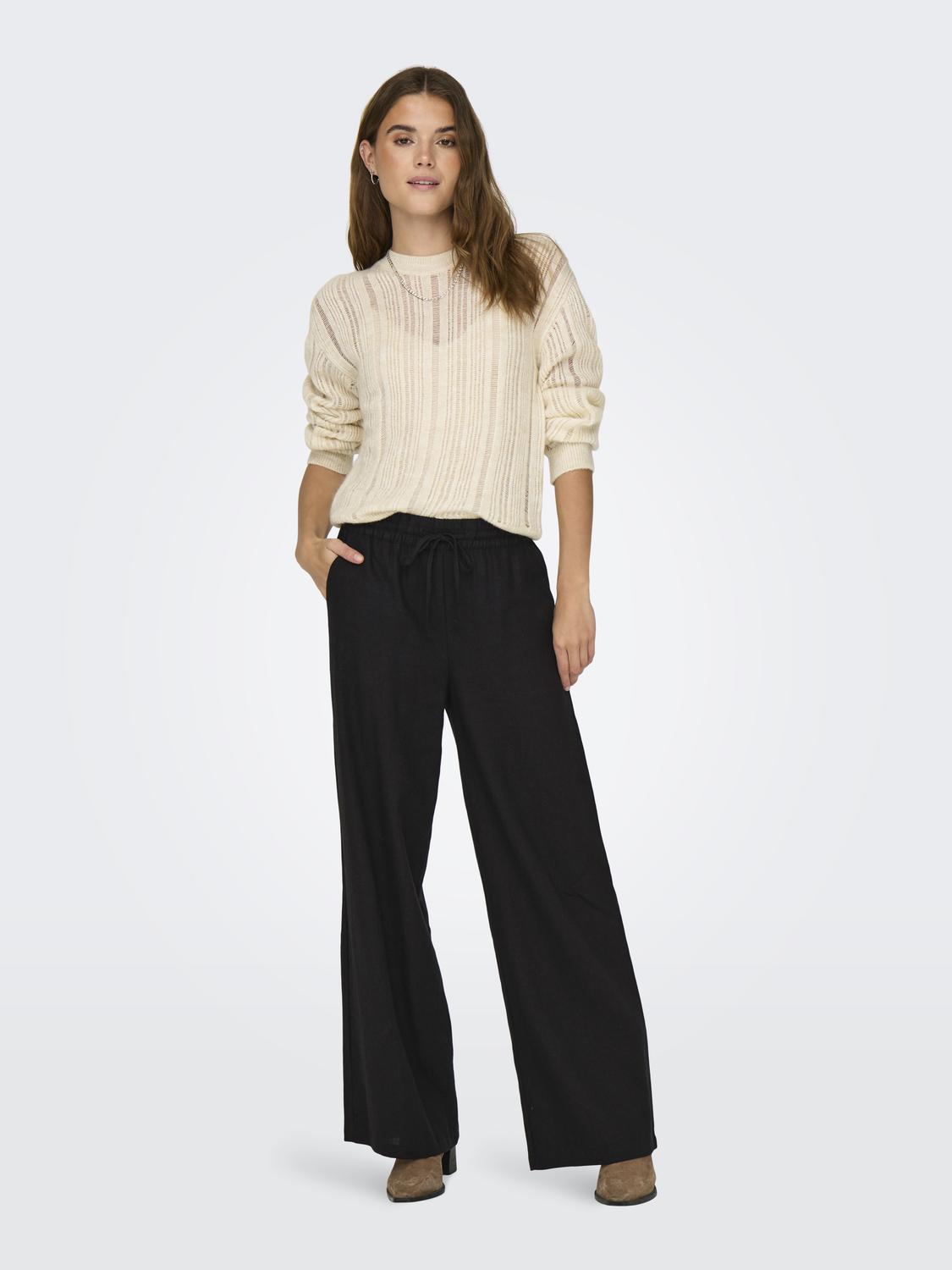 JDYSAY HW LINEN WIDE PANT WVN NOOS Sort