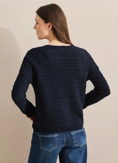 Crochet mix roundneck Marine