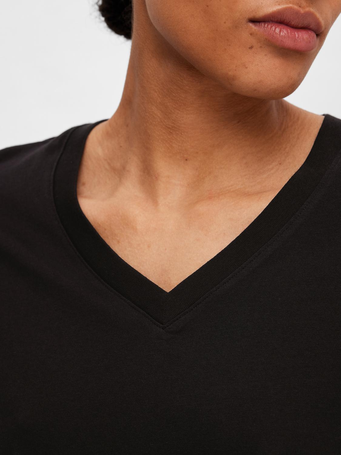 SLFMYESSENTIAL SS V-NECK TEE NOOS Sort