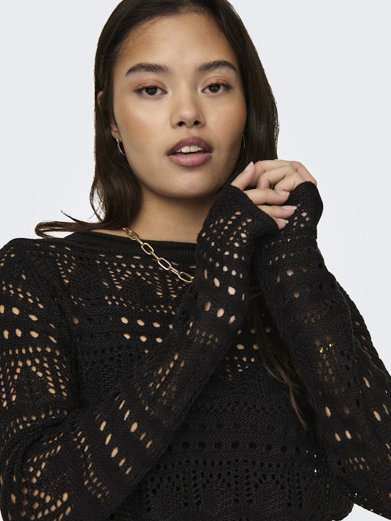 JDYSUN LAY L/S BOATNECK PULLOV. KNT NOOS Sort