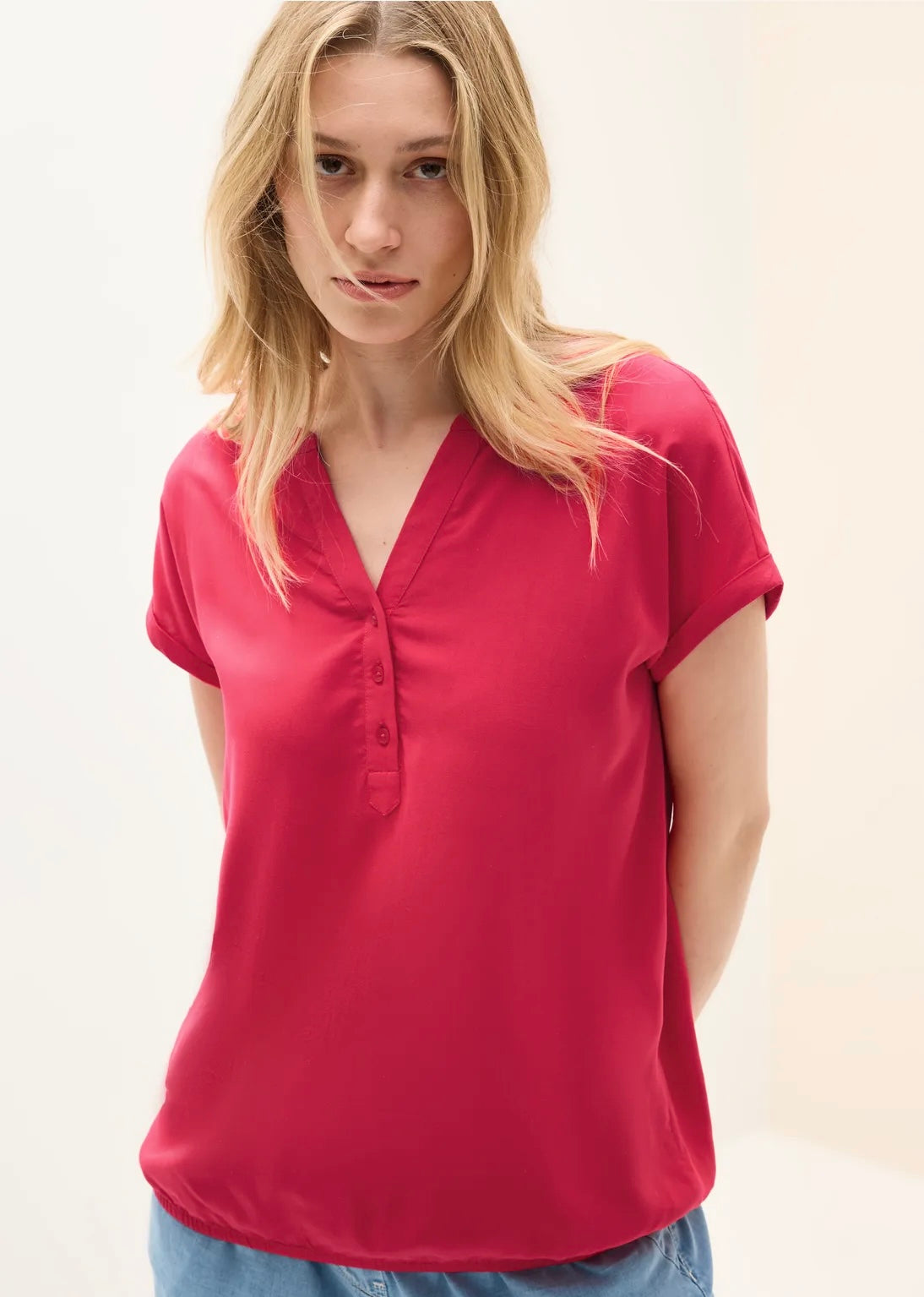 TOS SOLID BLOUSE Rød