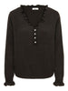 Jdyletty L/s V-Neck Frill Pullover Knt Mørkebrun