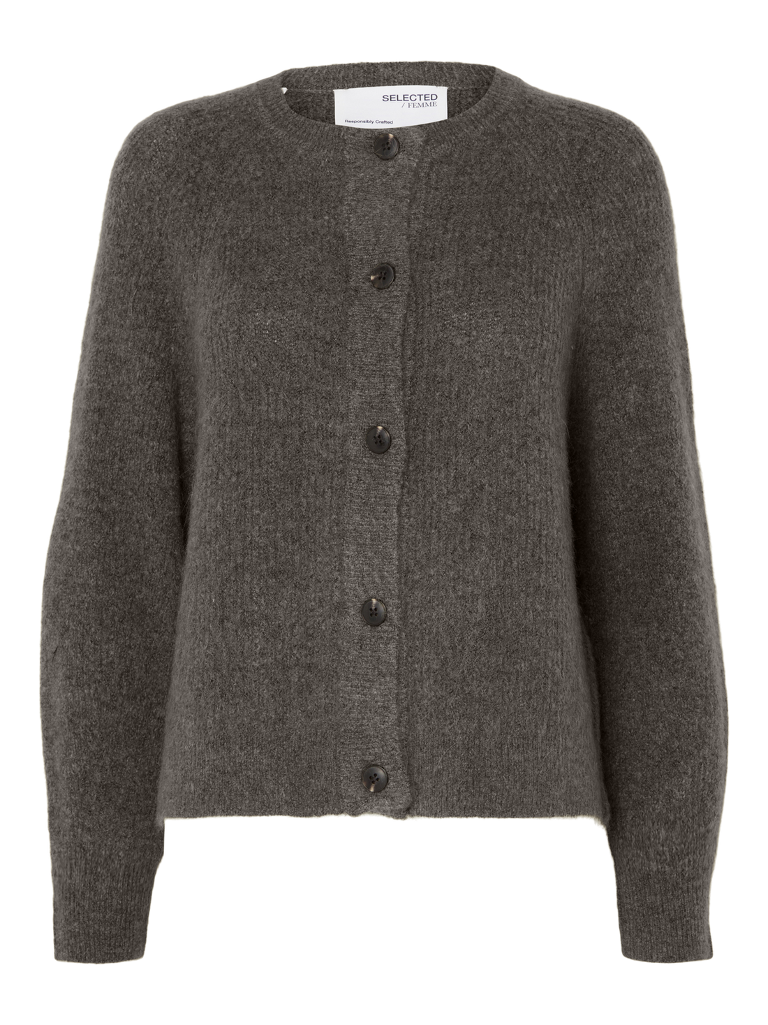 Slflulu Ls Knit Short Cardigan Noos Mellomgrå