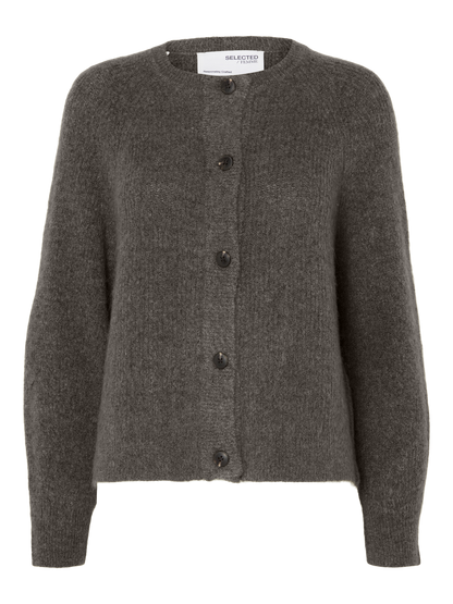 Slflulu Ls Knit Short Cardigan Noos Mellomgrå