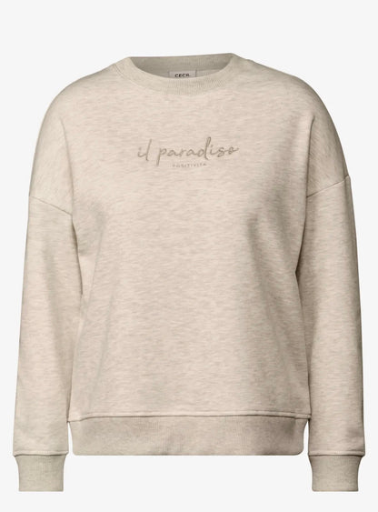 BASIC sweatshirt with embroide Lys Beige