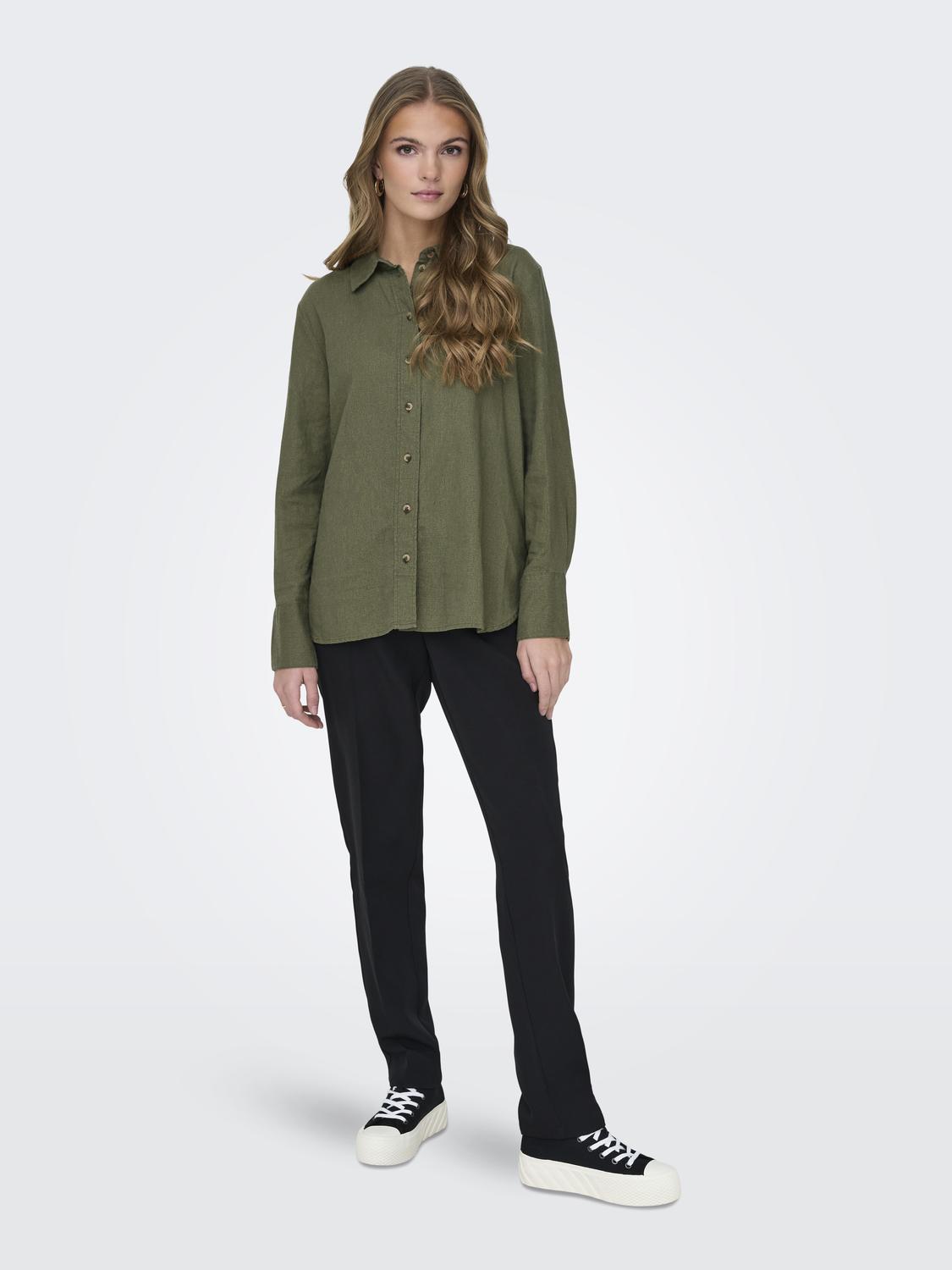 JDYSAY L/S LINEN LOOSE SHIRT WVN NOOS Mellomgrønn