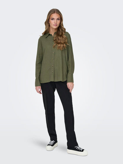 JDYSAY L/S LINEN LOOSE SHIRT WVN NOOS Mellomgrønn