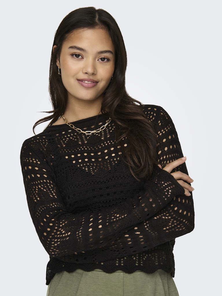 JDYSUN LAY L/S BOATNECK PULLOV. KNT NOOS Sort
