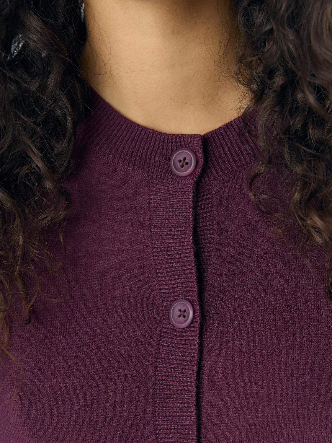 Objthess L/s Short Cardigan Noos Burgunder