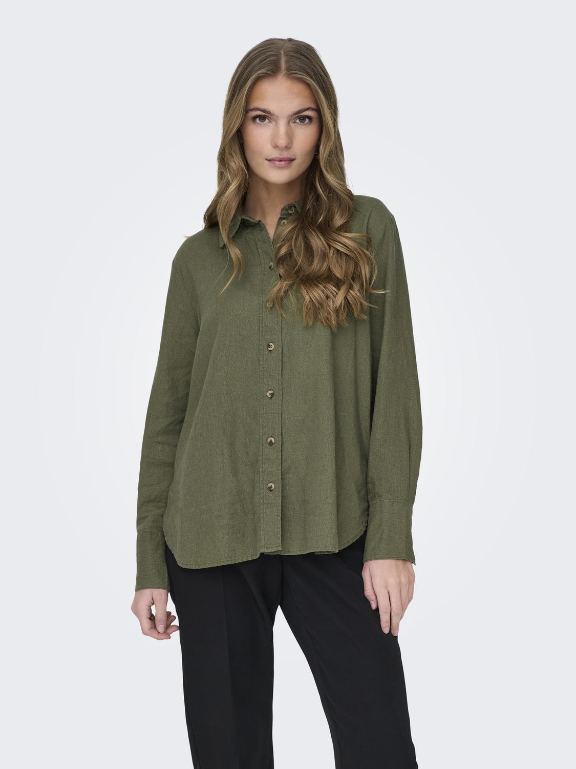 JDYSAY L/S LINEN LOOSE SHIRT WVN NOOS Mellomgrønn
