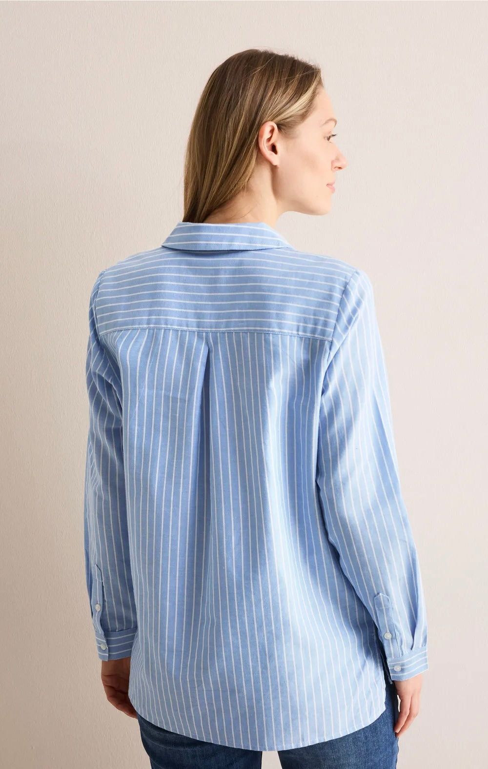 TOS BIG STRIPE OXFORD BLOUSE Lyseblå