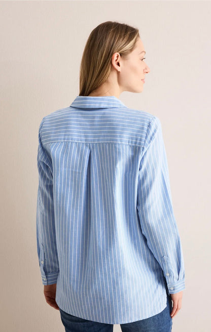 TOS BIG STRIPE OXFORD BLOUSE Lyseblå