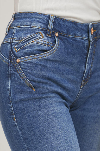 Pzcarmen Hw Jeans Skinny Leg Medium Blue Denim
