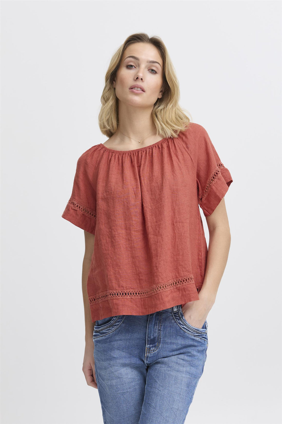 SBFONTANELLE SS BLOUSE Redwood