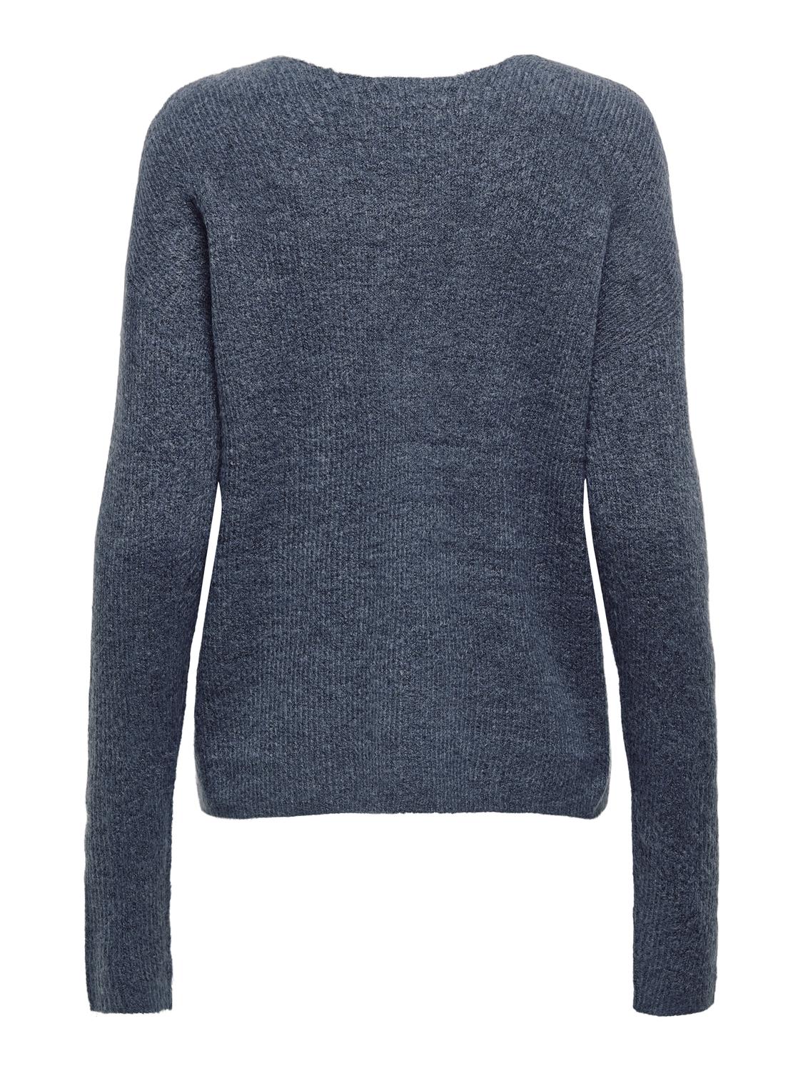 Onlcamilla V-Neck L/s Pullover Knt Noos Mørkeblå
