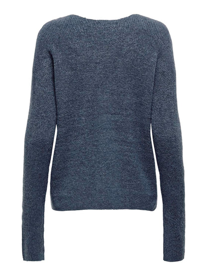 Onlcamilla V-Neck L/s Pullover Knt Noos Mørkeblå