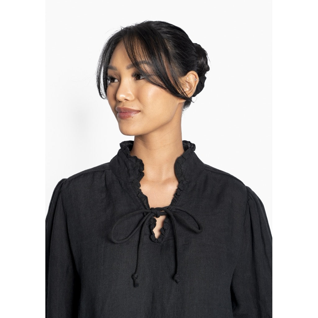 SARI Linen Blouse Svart