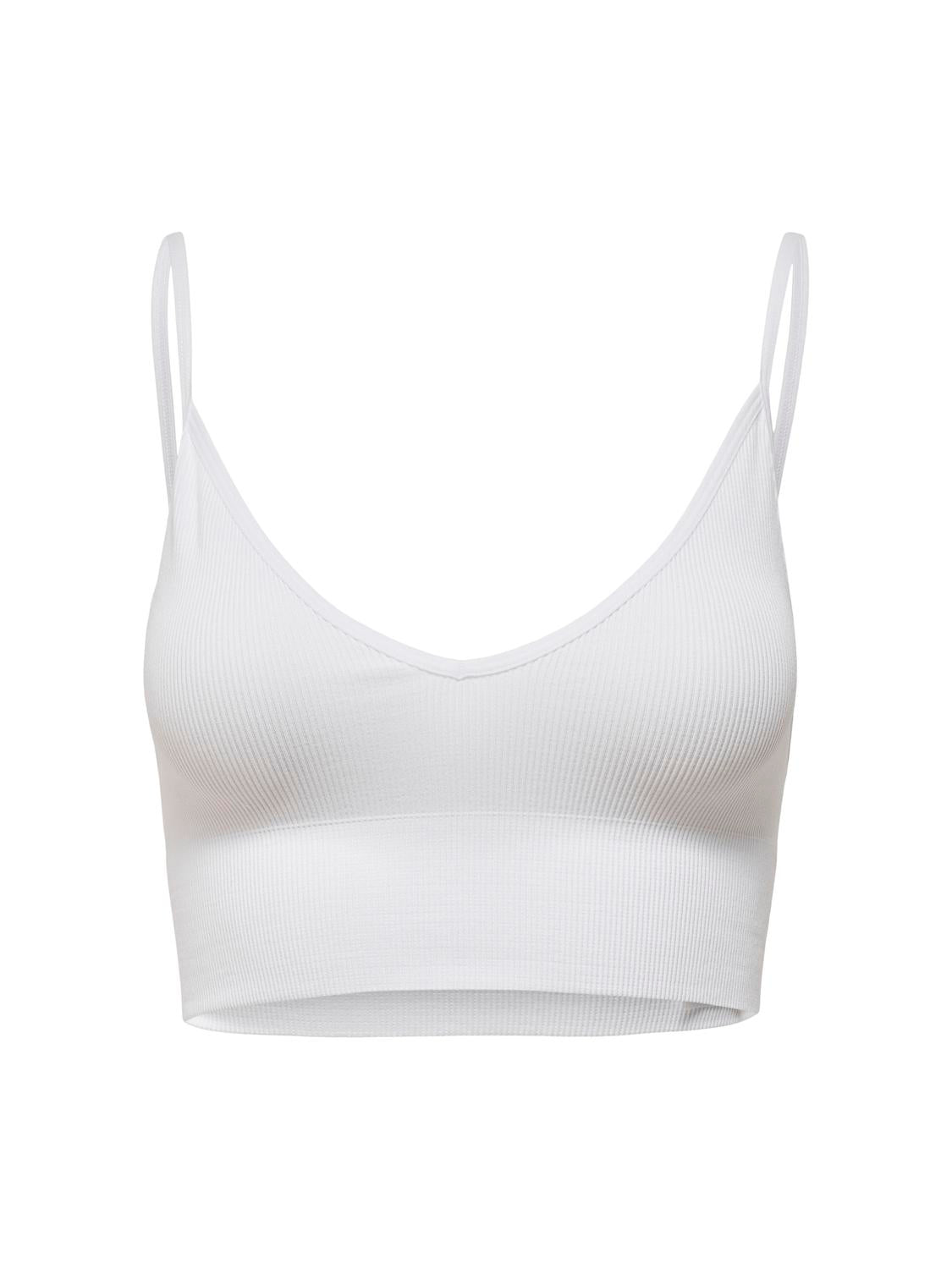 Onlvicky Rib Seamless Vneck Top Noos Acc Hvit