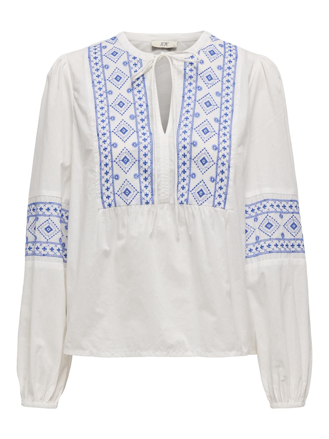 JDYLULU L/S EMBROIDERY SHIRT WVN Hvit