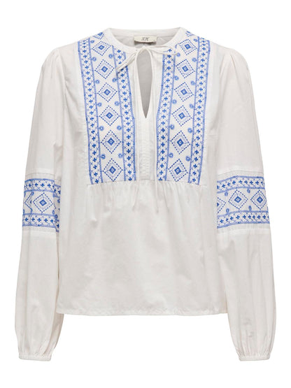 JDYLULU L/S EMBROIDERY SHIRT WVN Hvit
