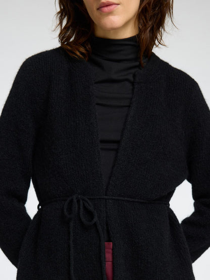 Slfsia Ras Ls Knit Belt Cardigan Sort