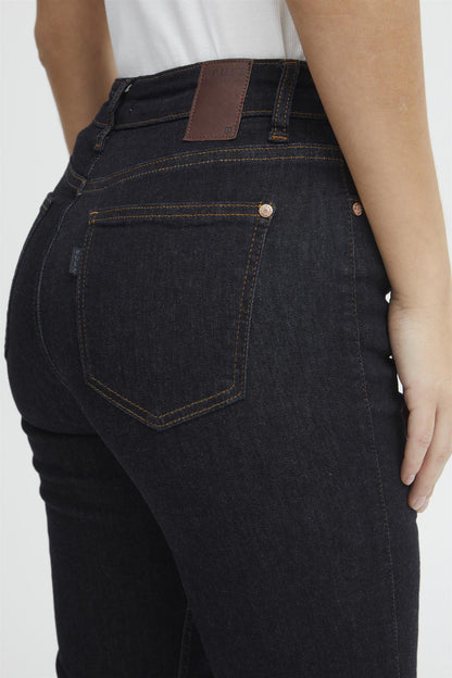 Pzemma Hw Jeans Medium Straight Leg Un-Wash Dark Blue Denim