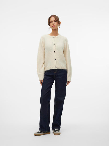 VMNOVAH LS O-NECK BUTTON CARDI GA NOOS Hvit