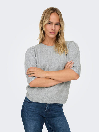 Onlrica Life 2/4 Pullover Knt Noos Lysegrå