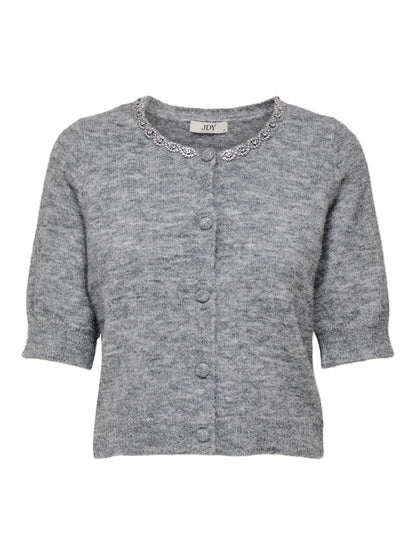 Jdyalva Life 2/4 Embel Cardigan Knt Noos Mellomgrå