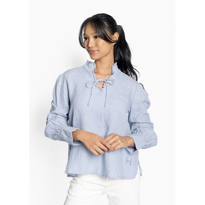 SARI Linen Blouse Blå