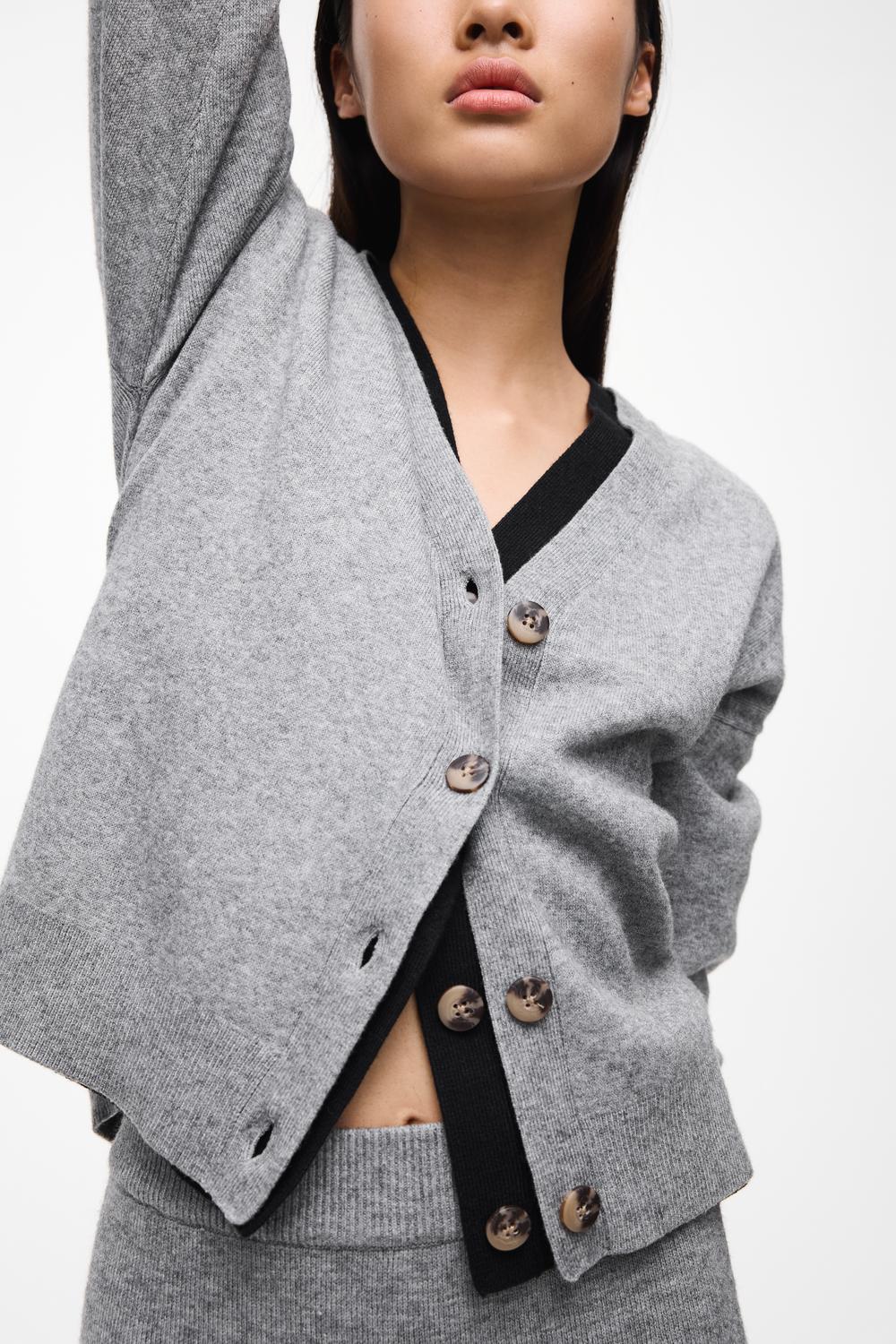 Viril V-Neck Knit Cardigan - Noos Mellomgrå