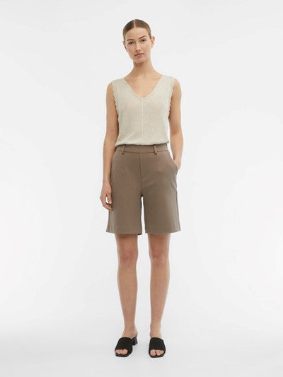 OBJLISA MW WIDE SHORTS Beige